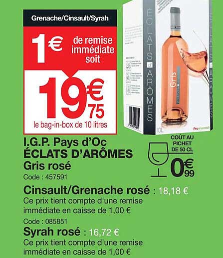 i.g.p. pays d'oc éclats d'arômes gris rosé cinsault grenache rosé syrah rosé