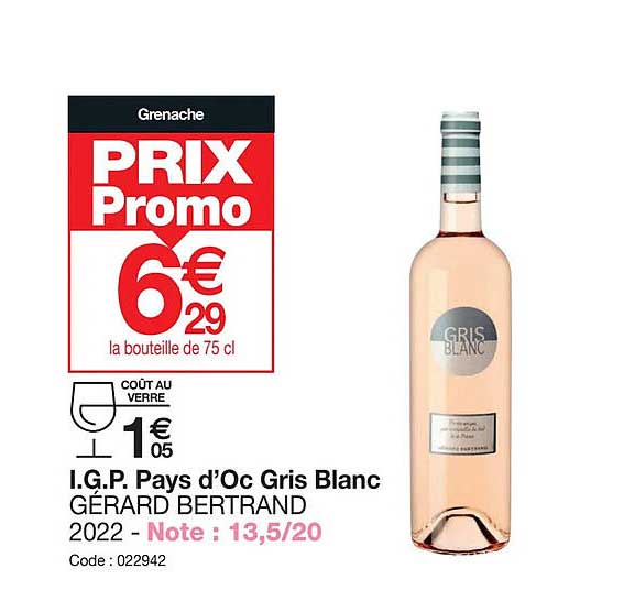 i.g.p. pays d'oc gris blanc gérard bertrand 2022