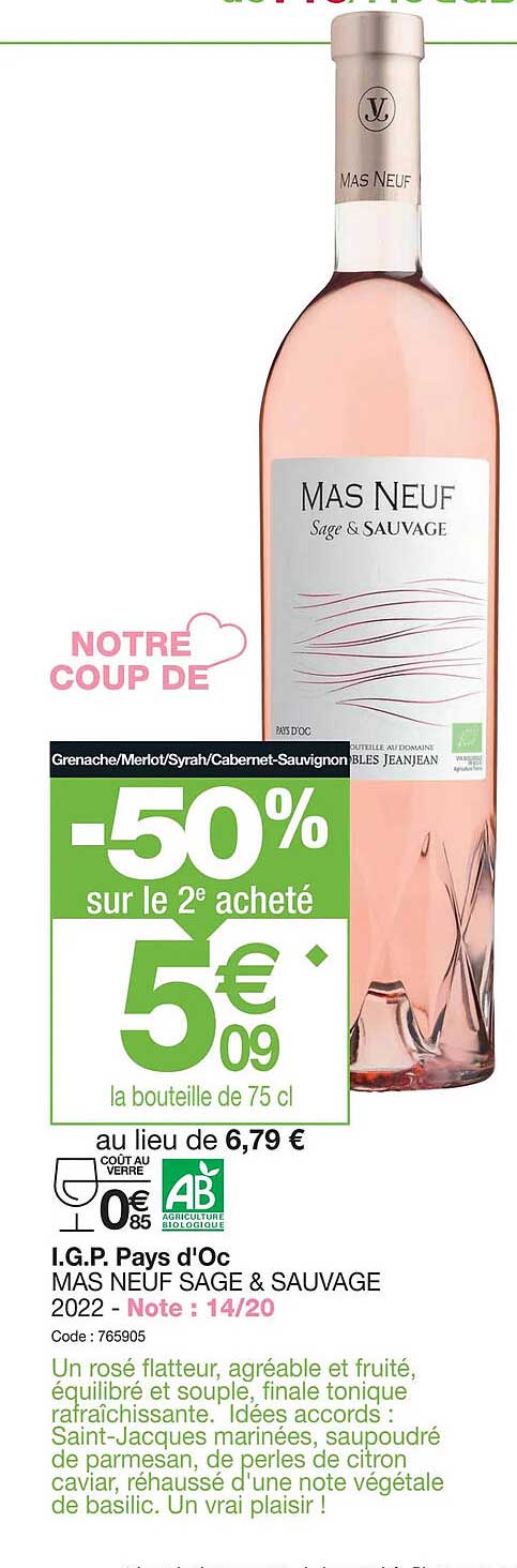 i.g.p. pays d'oc mas neuf sage & sauvage 2022