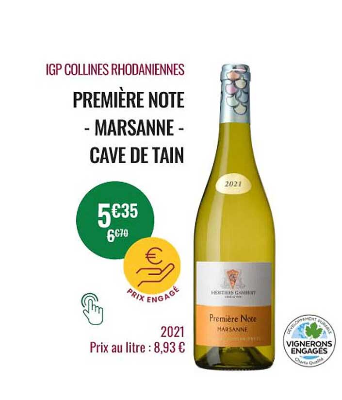 igp collines rhodanniennes première note - marsanne - cave de tain 2021