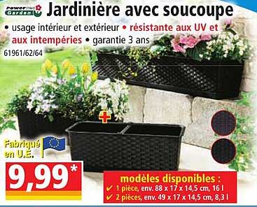 jardinière avec soucoupe powertec garden