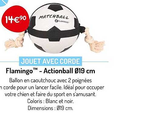 jouet avec corde flamingo - actionball ø 19 cm