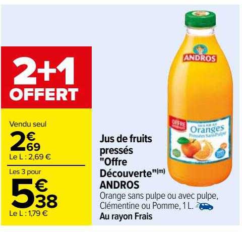 jus de fruits pressés "offre découverte" andros