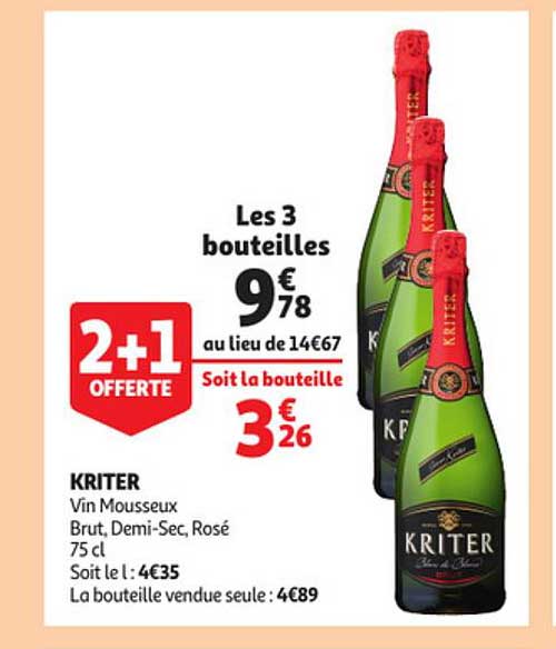 kriter vin mousseux brut, demi-sec, rosé