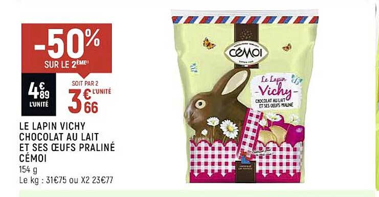 le lapin vichy chocolat au lait et ses œufs praliné cémoi