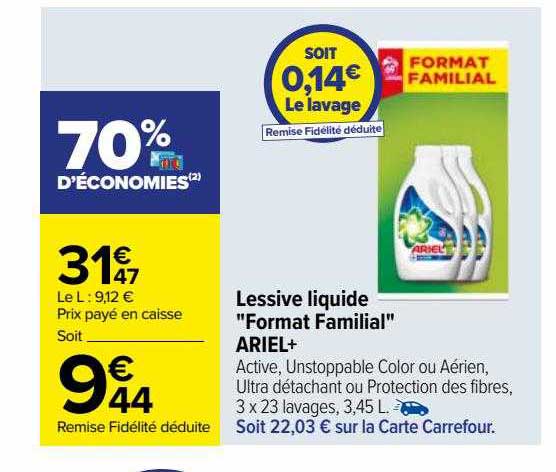 lessive liquide "format familial" ariel+