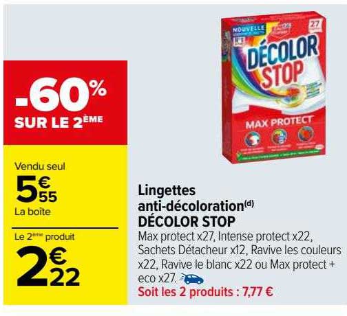 lingettes anti-décoloration décolor stop