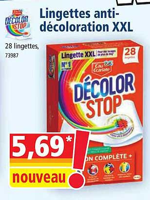 lingettes anti-décoloration xxl décolor stop
