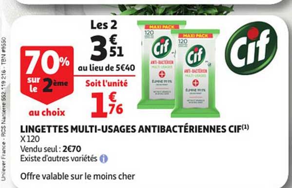 lingettes multi-usages antibactériennes cif
