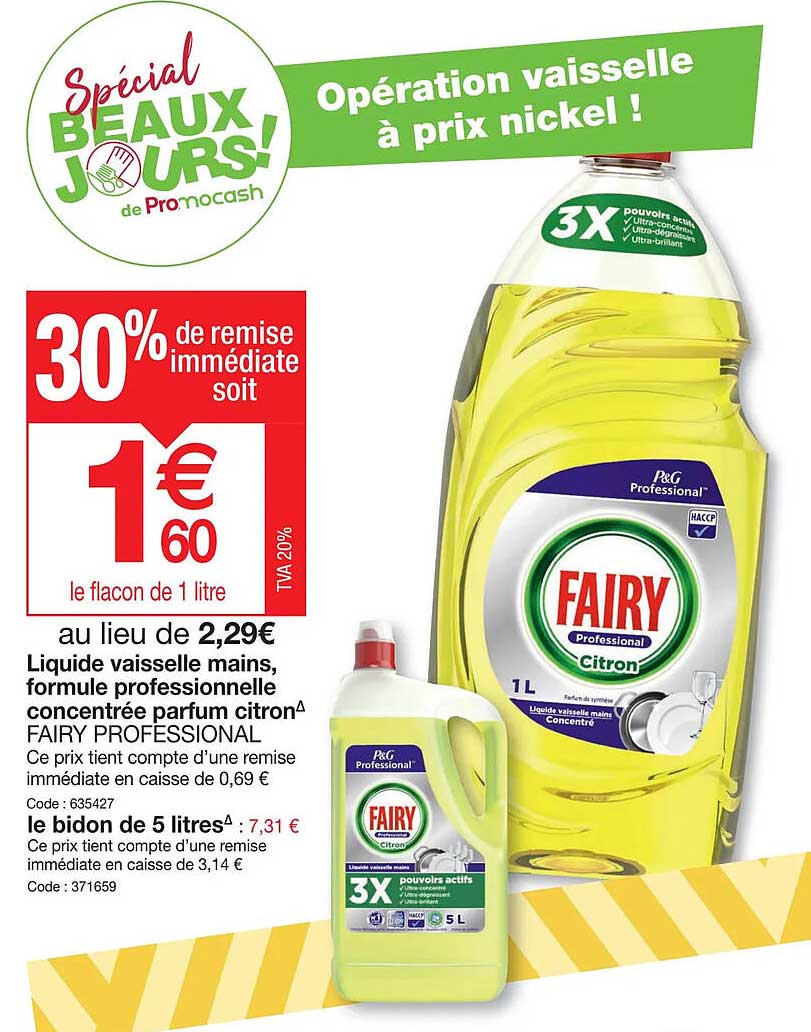 liquide vaisselle mains, formule professionnelle concentré parfum citron fairy professional