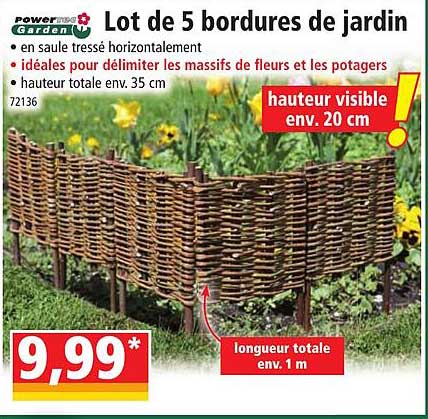 lot de 5 bordures de jardin powertec garden