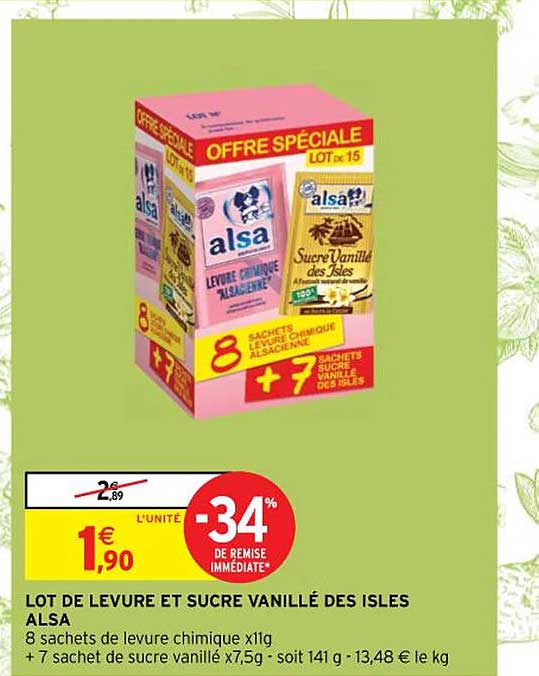 lot de levure et sucre vanillé des isles alsa