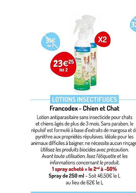lotions insectifuges francodex - chien et chat