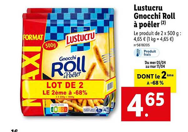 lustucru gnocchi roll à poêler