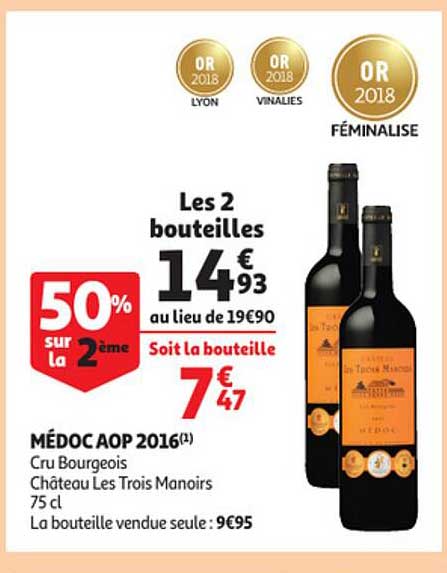 médoc aop 2016 cru bourgeois chateau les trois manoirs