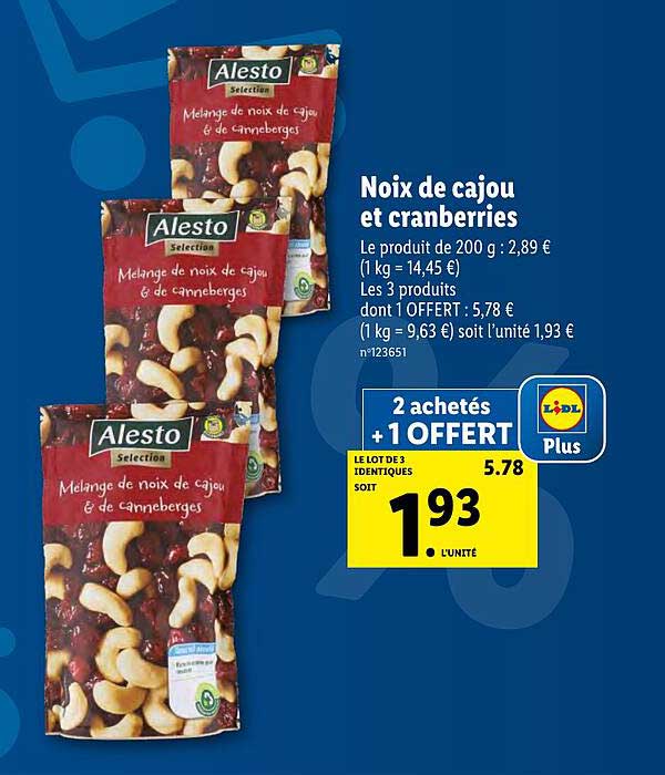 Noix De Cajou Et Cranberries Alesto