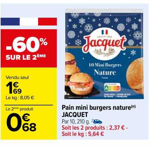 Pain Mini Burgers Nature Jacquet