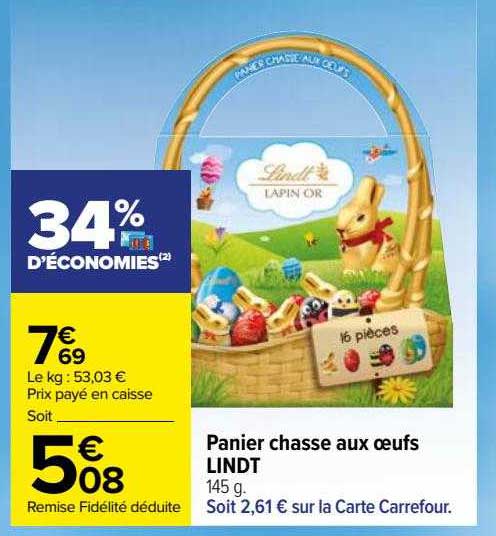 panier chasse aux œufs lindt