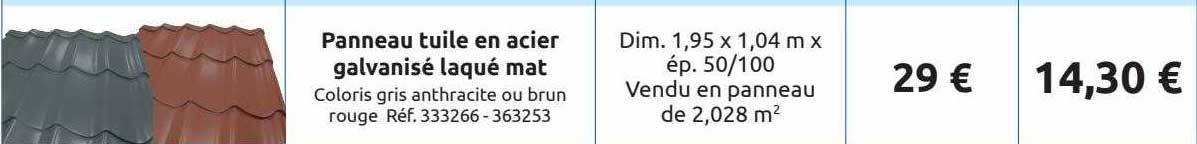 Panneau Tuile En Acier Galvanisé Laqué Mat