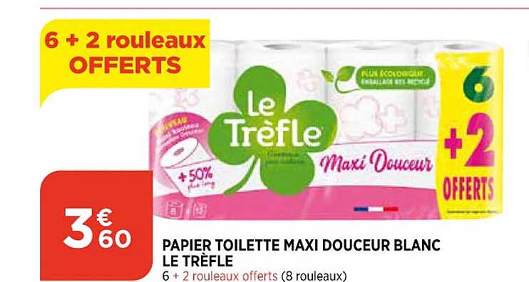 Papier Toilette Maxi Douceur Blanc Le Trèfle