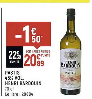 pastis 45% vol. henri bardouin