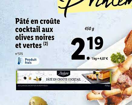 Pâté En Croûte Cocktail Aux Olives Noires Et Vertes Deluxe