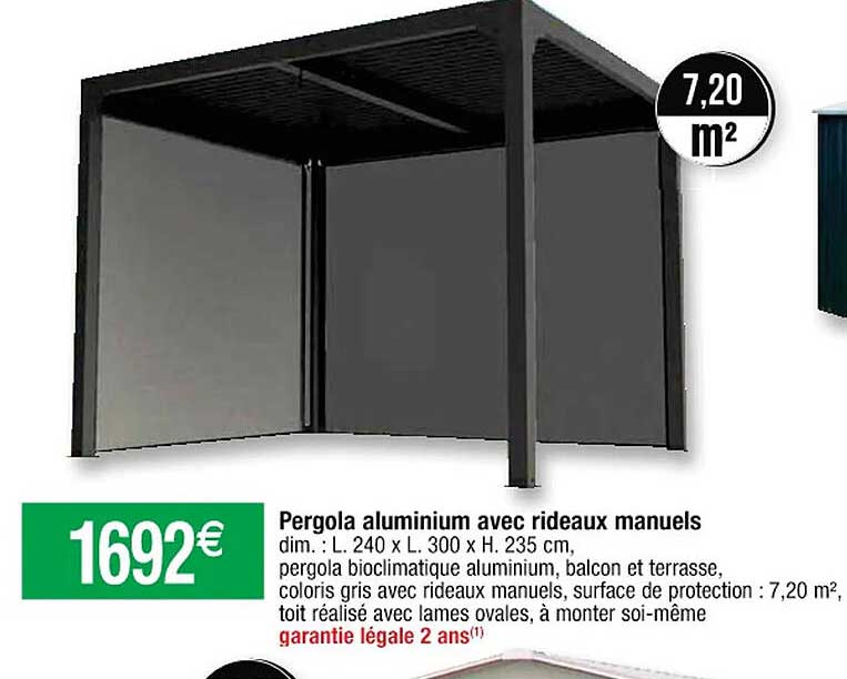 pergola aluminium avec rideaux manuels