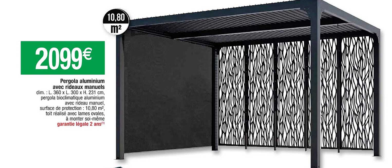 pergola aluminium avec rideaux manuels