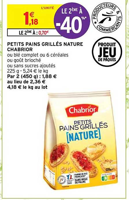 Petits Pains Grillés Nature Chabrior