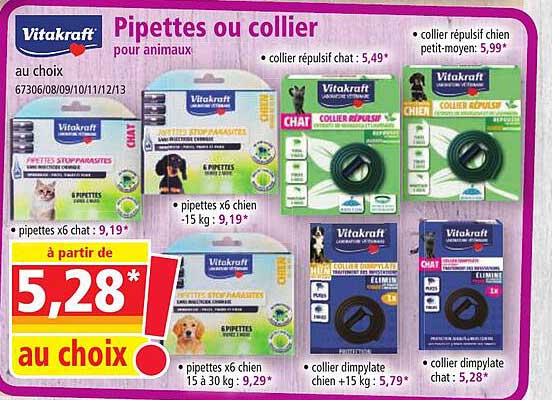 pipettes ou collier pour animaux vitakraft