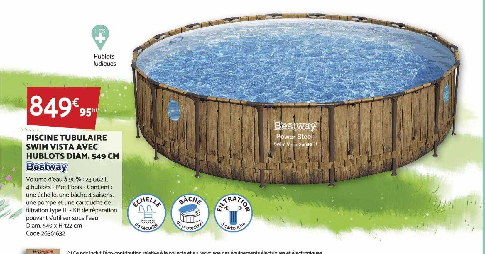 piscine tubulaire swim vista avec hublots diam. 549 cm bestway