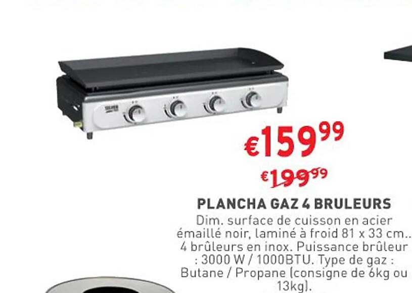 plancha gaz 4 brûleurs