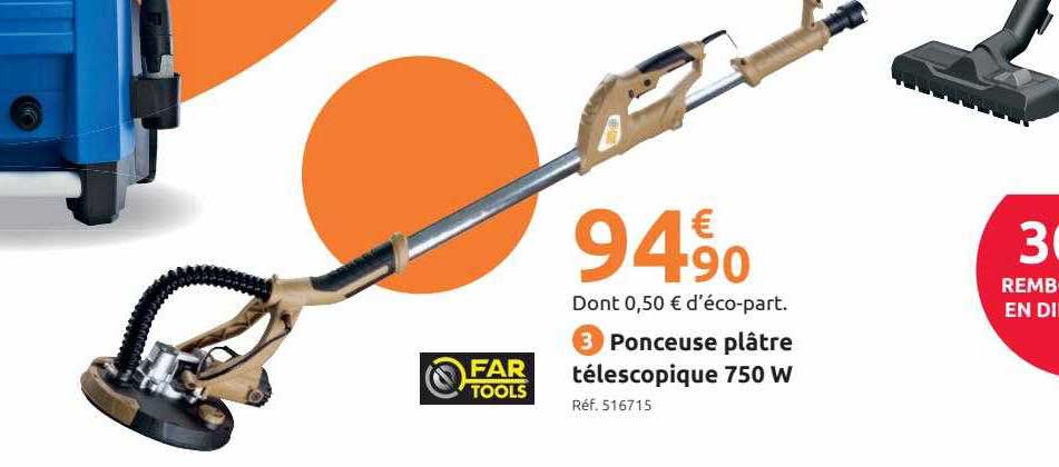 ponceuse plâtre télescopique 750w far tools
