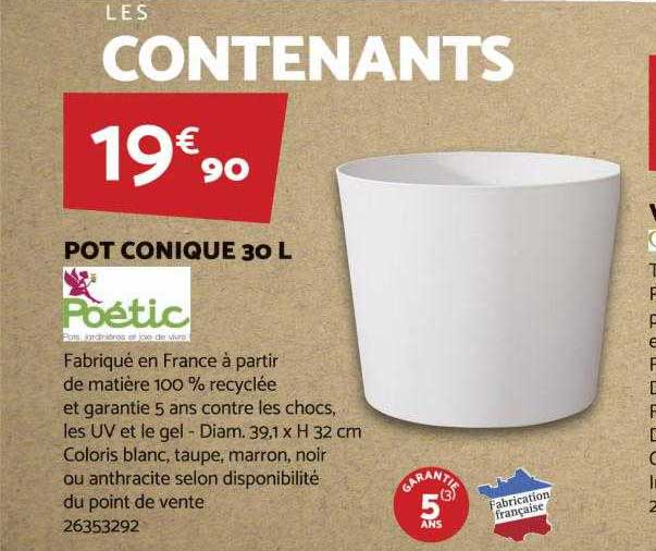 pot conique 30l poétic