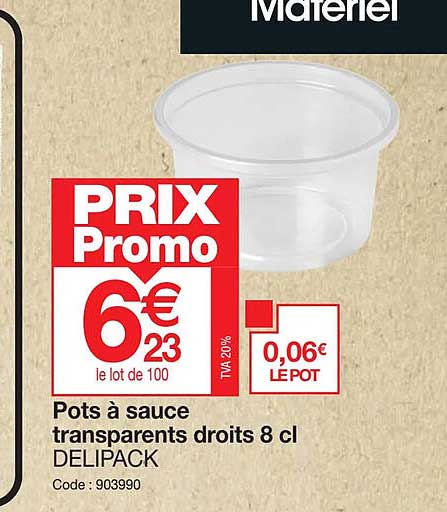 pots à sauce transparents droits 8 cl delipack
