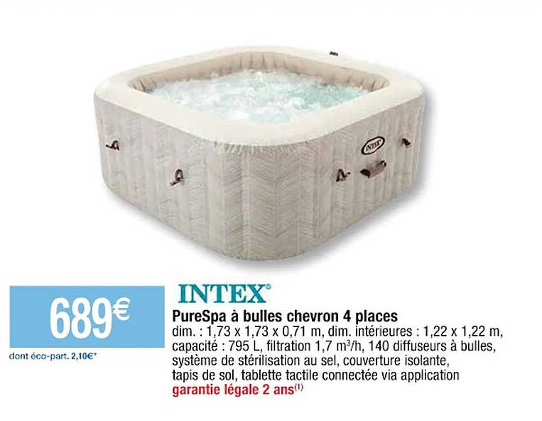 purespa à bulles chevron 4 places intex