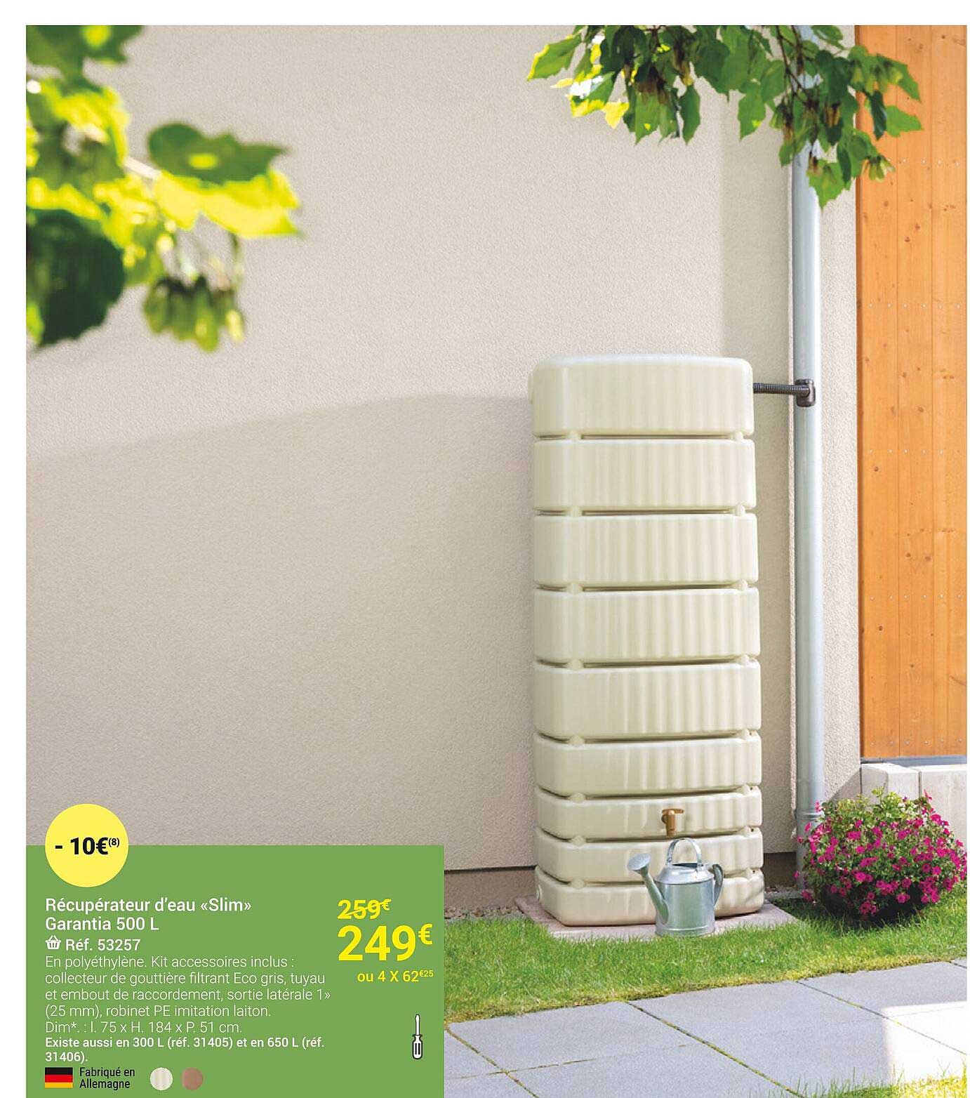 récupérateur d'eau «slim» garantia 500l