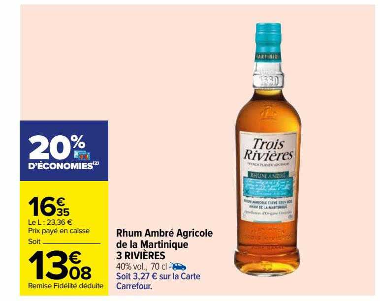 rhum ambré agricole de la martinique 3 rivières