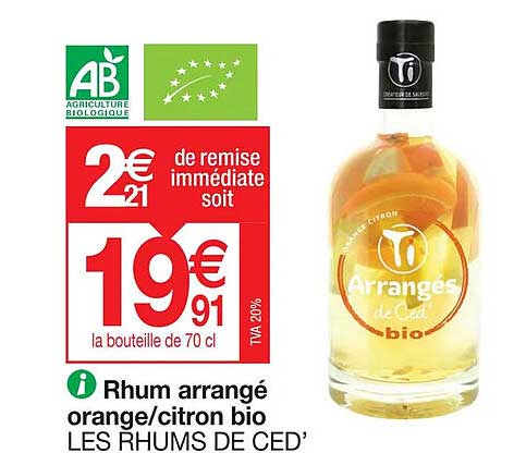 rhum arrangé orange-citron bio les rhums de ced'