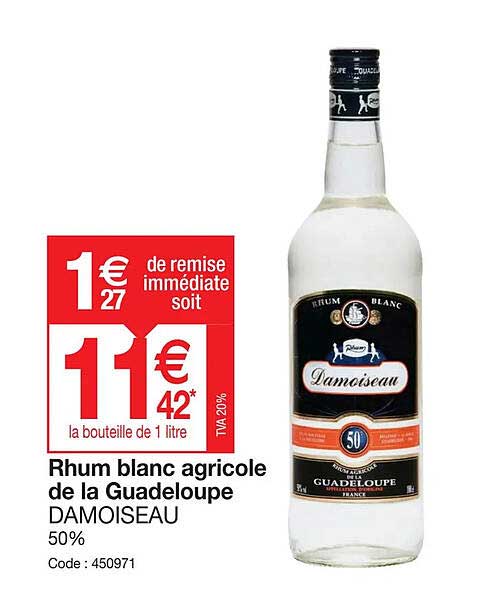 Rhum Blanc Agricole De La Guadeloupe Damoiseau