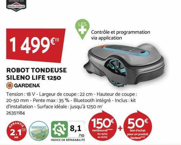 robot tondeuse sileno life 1250 gardena