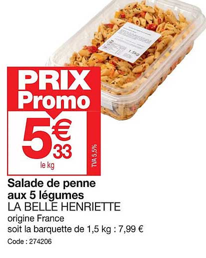 Salade De Penne Aux 5 Légumes La Belle Henriette