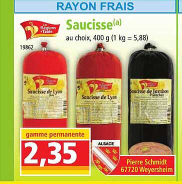 Saucisse Les Régions à Table