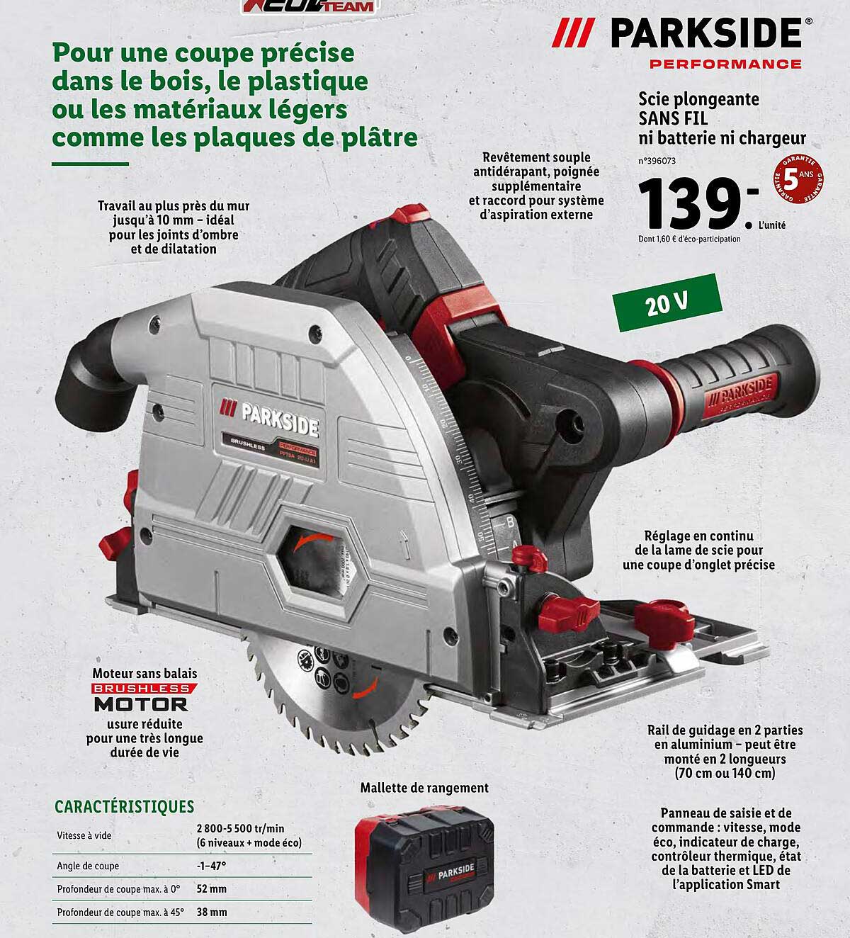 Scie Plongeante Sans Fil Ni Batterie Ni Chargeur Parkside