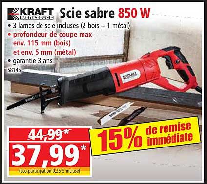 scie sabre 850 w kraft werkzeuge