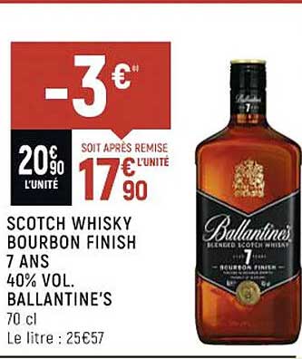 scotch whisky bourbon finish 7 ans 40% vol. ballantine's