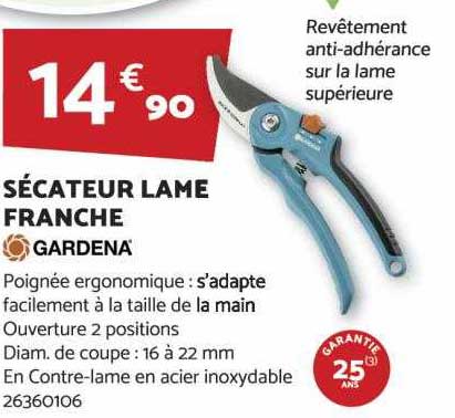 sécateur lame franche gardena