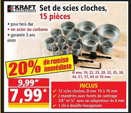 set de scies cloches, 15 pièces kraft werkzeuge