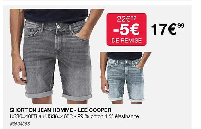 short en jean homme - lee cooper
