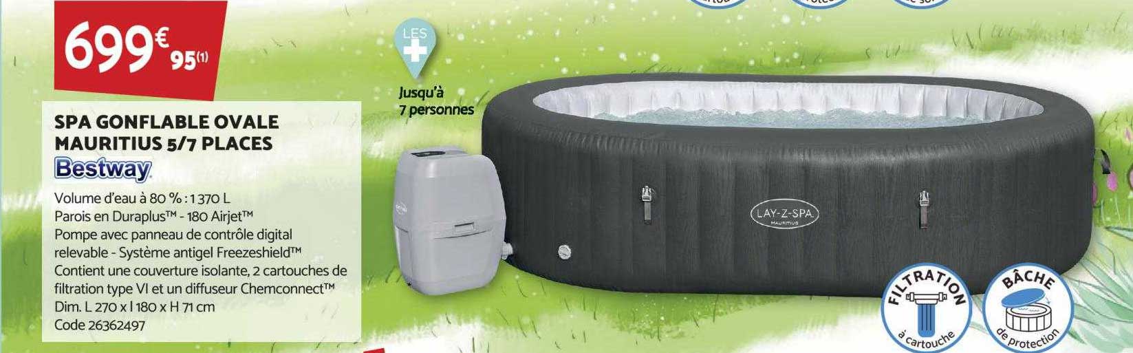 spa gonflable ovale mauritius 5-7 places bestway